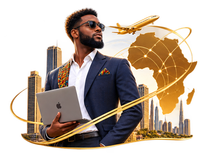 Homme d'affaires africain entre Dubaï et l'Afrique